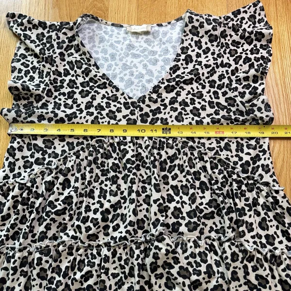 Altard State Leopard Print Babydoll V-neck Top L Boho Ruffles Coquette Flowy - Image 8