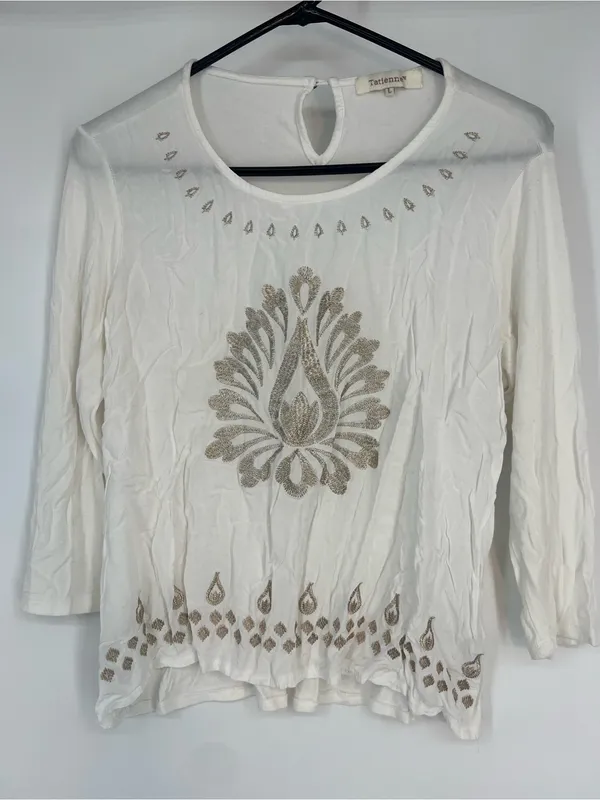 Embroidered White Women's Long-Sleeve Boho Top - Image 8