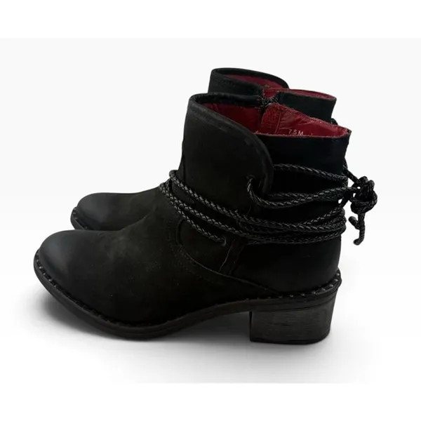 *Ferrini Footwear Ankle Booties Size 7.5 Black Leather Western Cowgirl Festival - Image 6
