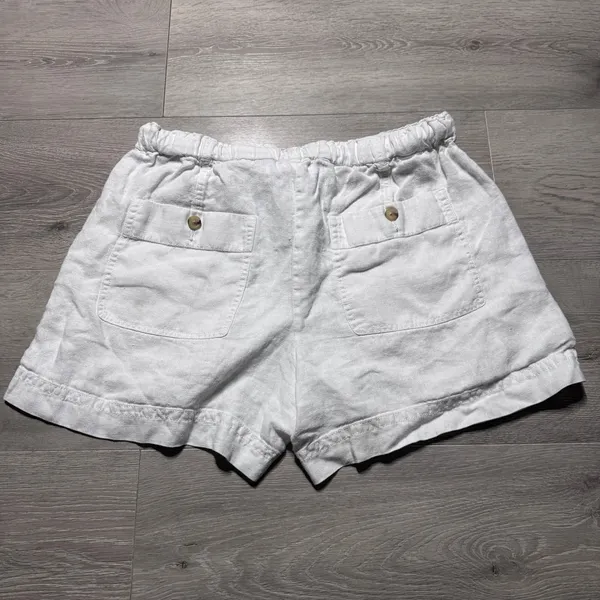 Vince Womens White 100% Hemp Pull On Drawstring Shorts Size Medium‎ M - Image 2