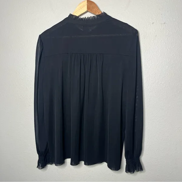 Anthropologie Black Victorian Lace Ruffle Trim Peasant Blouse Size XL Whimsigoth - Image 3