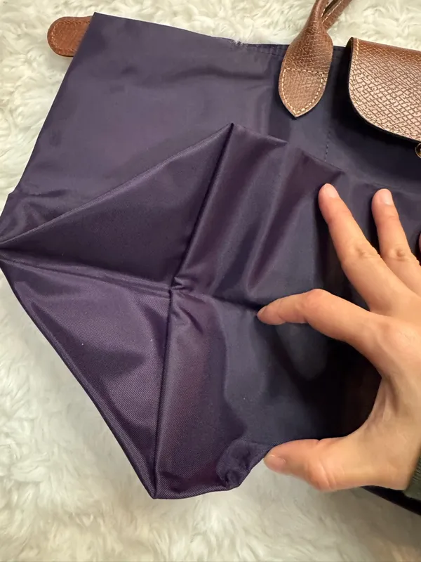 Longchamp Purple Le Pliage Tote with Brown Leather Trim - Image 14