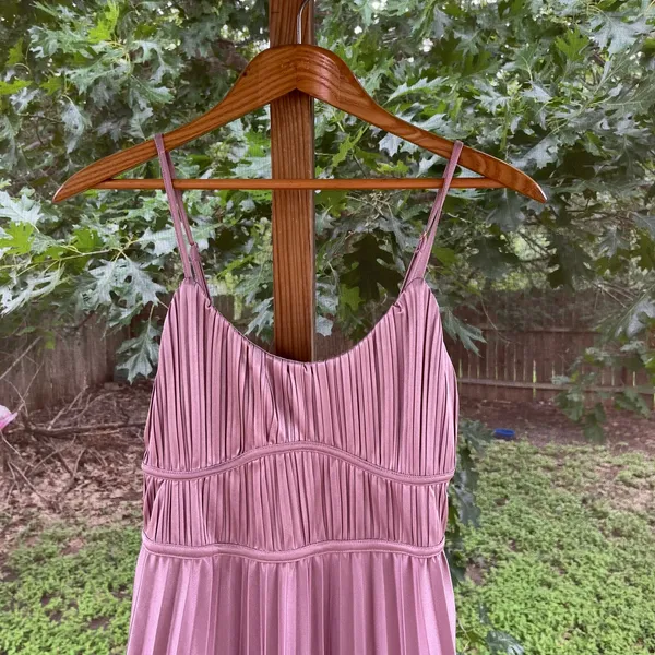 ASOS Design Women's Satin Pleated Maxi Dress Dark Rose Pink Size 8 - Image 3