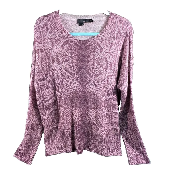 360 Cashmere Khloe Snake Print 100% Cashmere Sweater Women Large Boutique Mauve - Image 2