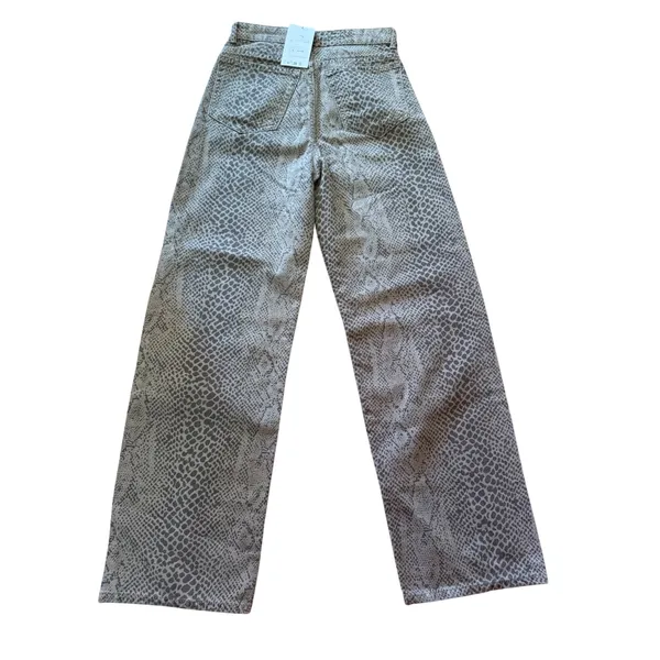 Zara Womens Snake‎ Print High Rise Wide Leg Jeans Size 0 NWT - Image 3