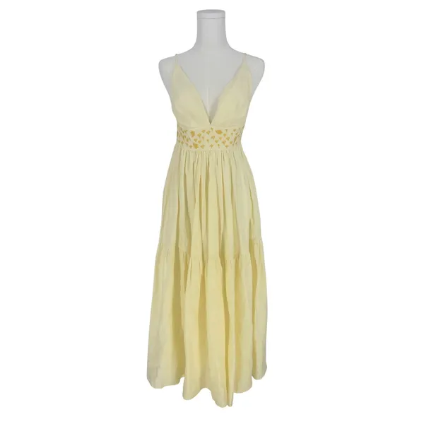 Fanm Mon NWT Ruzgar Light Yellow Embroidered Cotton Maxi Dress‎ XS - Image 2