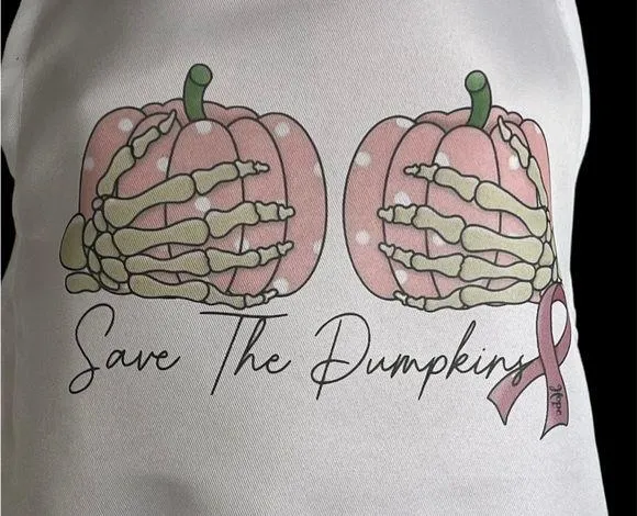 Save The Pumpkins Breast Cancer Awareness Pink And White Apron New - Image 2