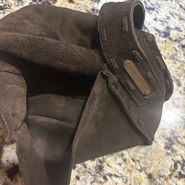 Vintage Abercrombie Chocolate Brown Suede‎ Shoulder Hobo Bag Tasseled 9x6x2.5 in - Image 7