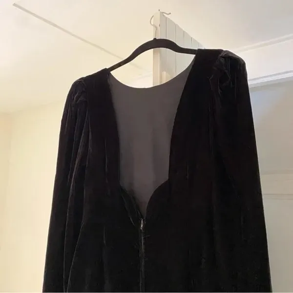 Moda Int’l Vintage 80s Velvet Backless Dress Black Size 4 - Image 9