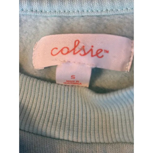 Colsie Mint Light‎ Blue Cropped Sweatshirt Womens Small Raglan Sleeve Crew Neck - Image 3