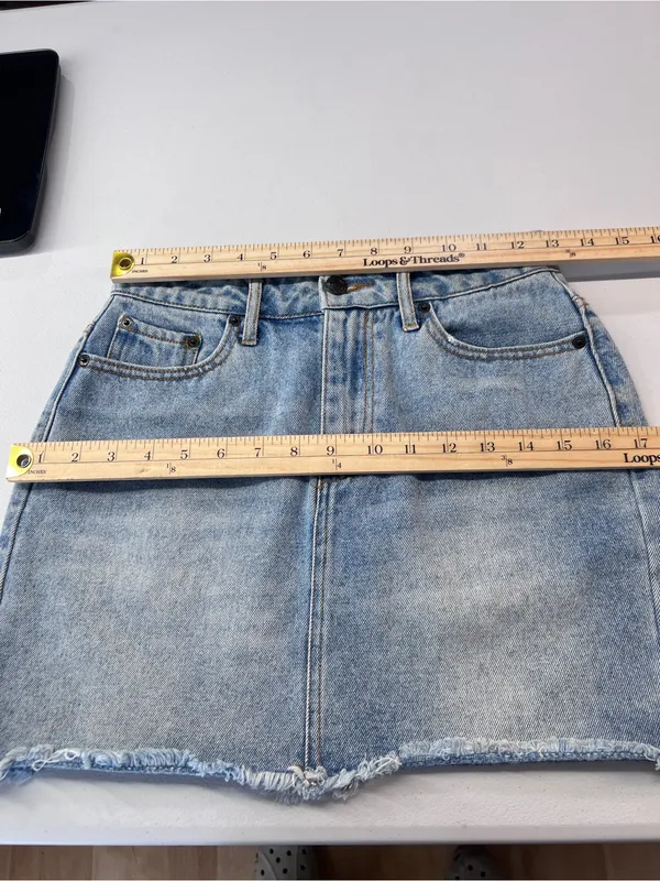 Kittenish Light Blue Distressed Cutoff Denim Mini Skirt Size S‎ - Image 10