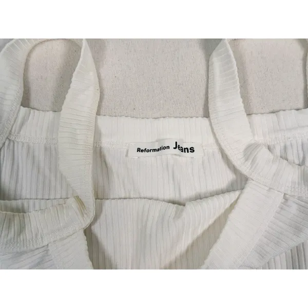 Reformation Rochelle Ribbed Tank Top Size XS Ivory White Minimalist Layering - Image 7