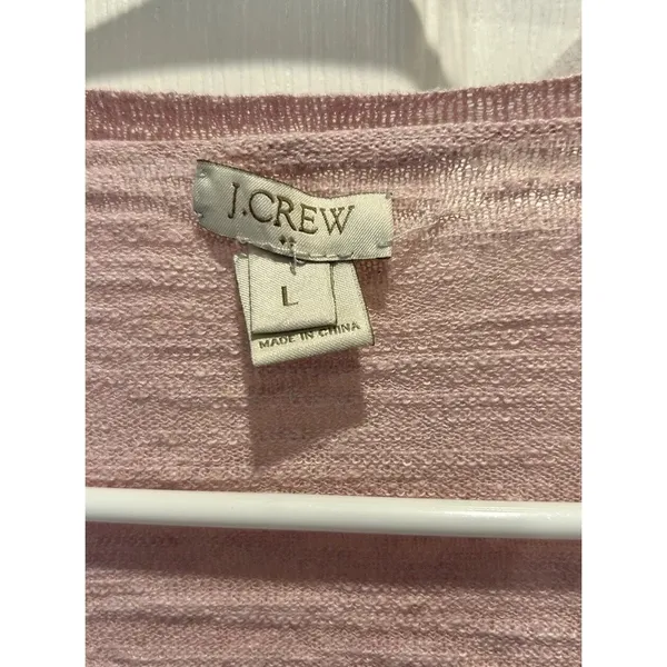 J.Crew‎ Womens Pink Linen Blend V-Neck Button Front Cardigan Sweater L Vacation - Image 2