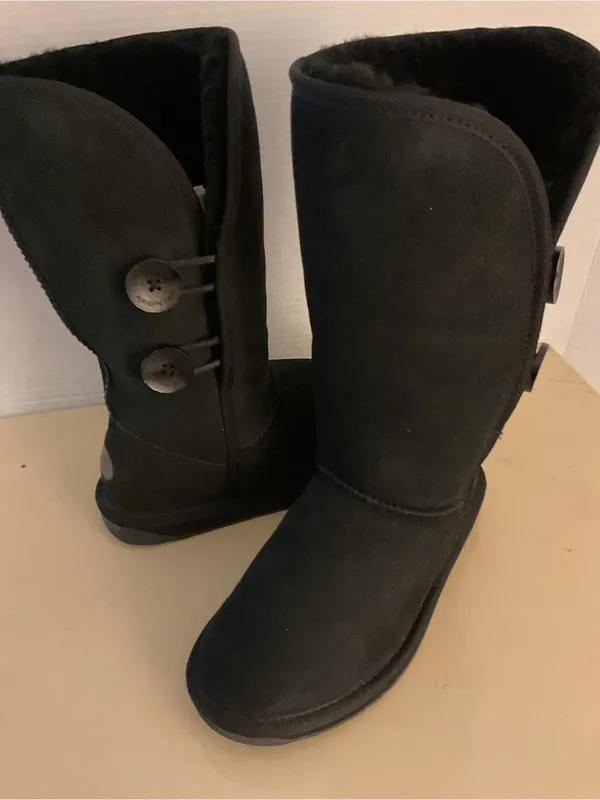 ENU Australia women black suede sheepskin tall classic boots US 7 - Image 7