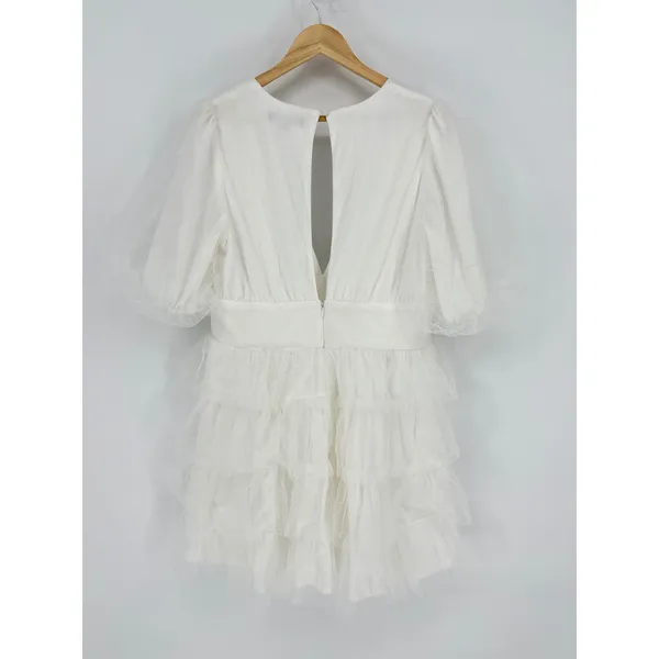 Lulus‎ Symphony of Love White Dotted Tulle Tiered Mini Dress XL Bridal Shower - Image 4