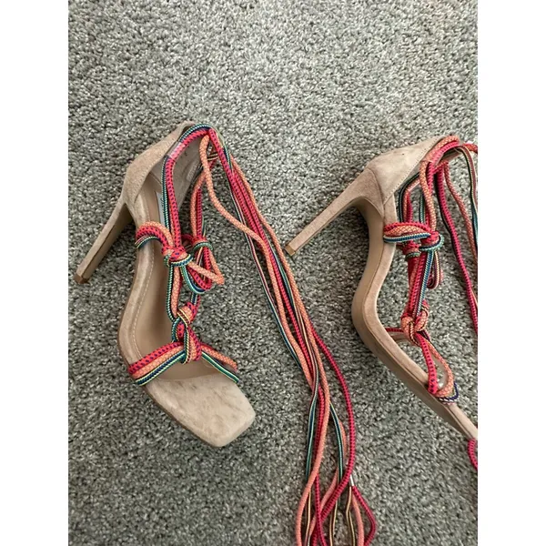 Steve Madden Multicolor Pumps Nude Pink Ankle Tie Laces Ropes Women's Sz 8 - Image 2