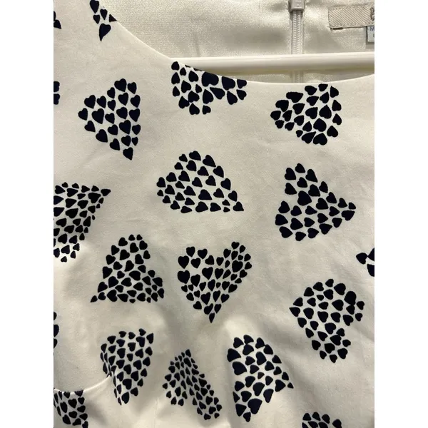 Boden Womens White Navy Blue Heart Print Sleeveless Sheath Dress Size US 8 UK 12 - Image 2