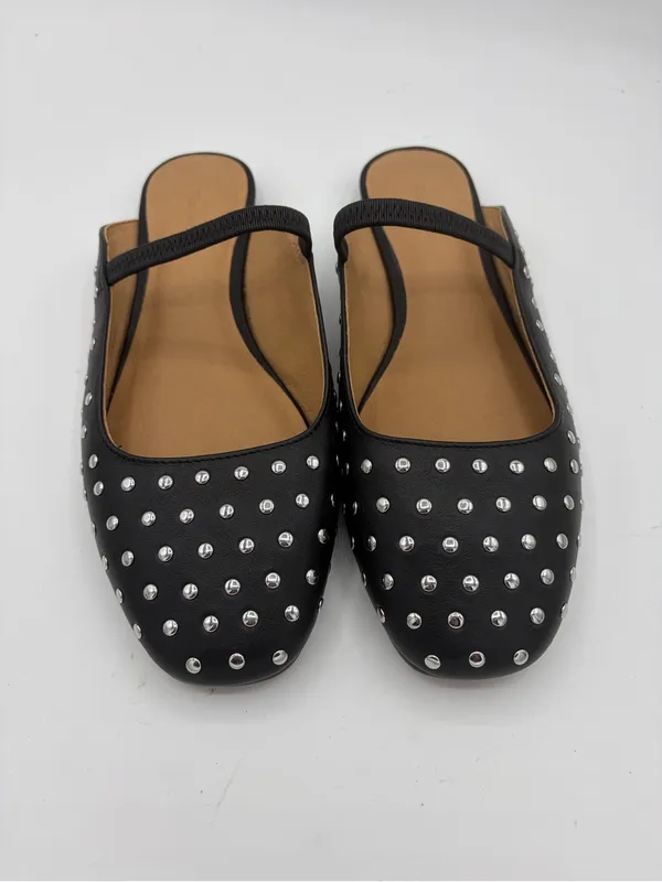 Madewell the Greta ballet flat mule black studded leather women’s sz 8 - Image 2
