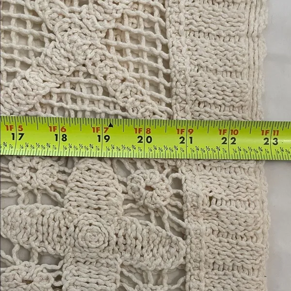 Solitaire Ivory Floral Cotton Crochet Button Front Cardigan Womens Size Large - Image 8