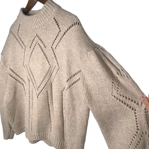 H&M Beige Wool Blend Knit Sweater - Image 4