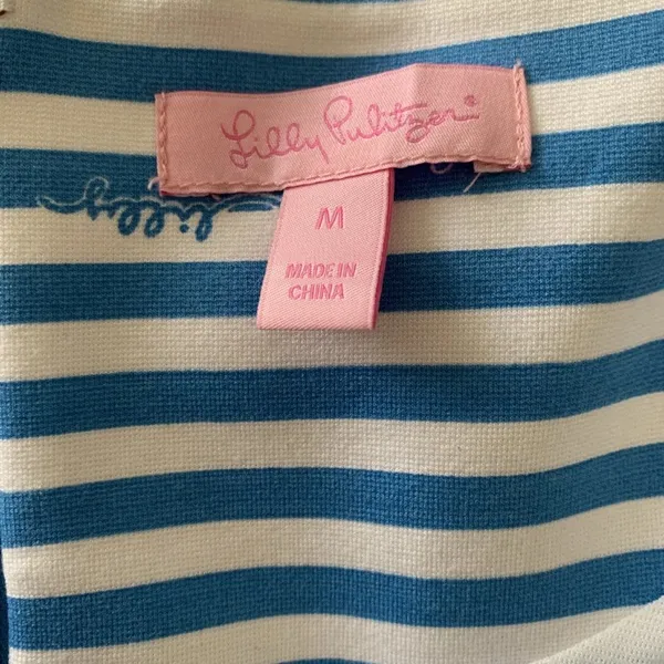 Lilly Pulitzer Lucky Charm Combo Blue Stripe Julianna Dress Medium TINY SPOT - Image 11