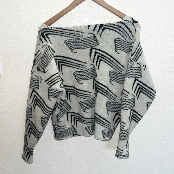 Shein Women’s Abstract Design Wide V Neck Sweater - Image 8