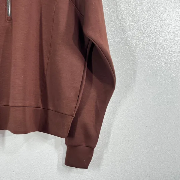 NWT Spanx AirEssentials Half Zip Sweatshirt Espresso Brown Pullover Size Small - Image 7