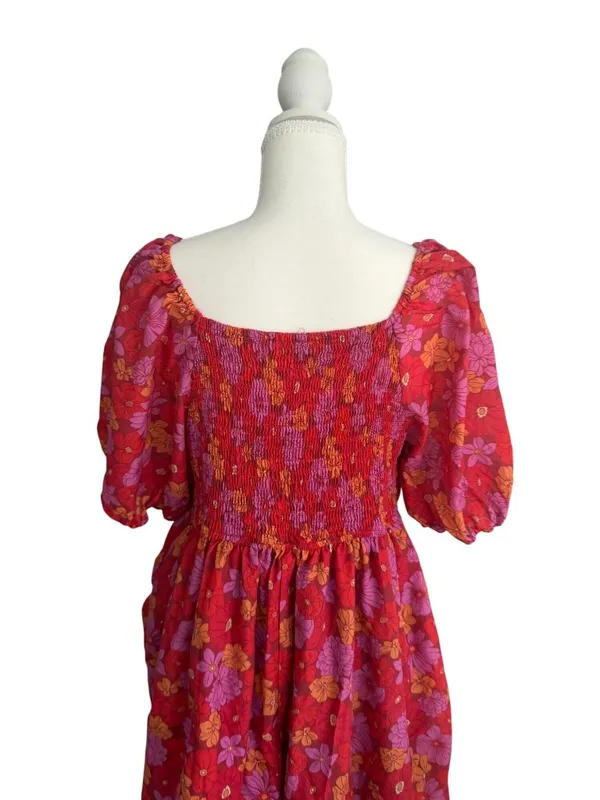 BALTIC BORN Red Floral Smocked Sundress Size XL - Image 7