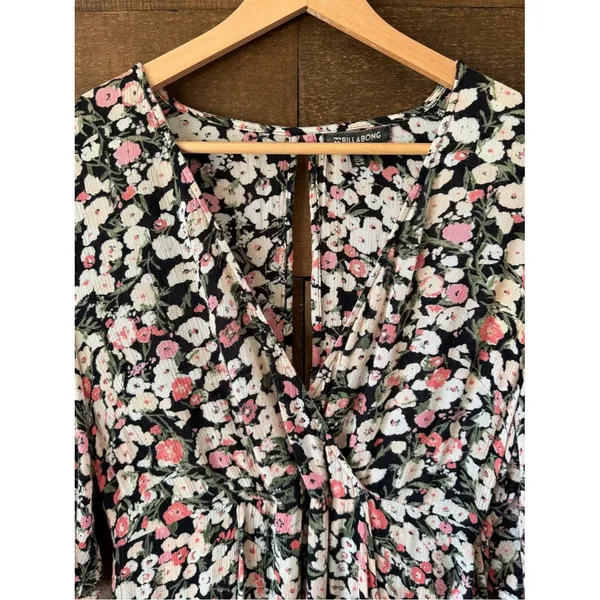 Billabong Floral Mini Dress Rayon Boho Babydoll Festival Dress - Image 5
