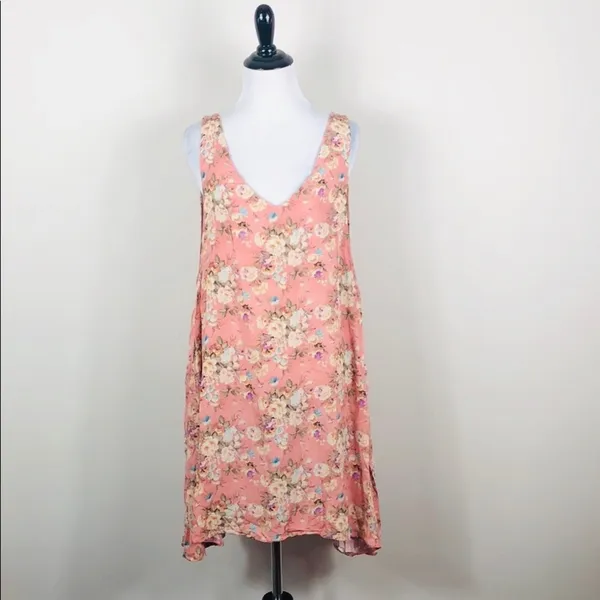 Somedays Lovin Pink Floral Sleeveless Swing Dress Size Medium - Image 2