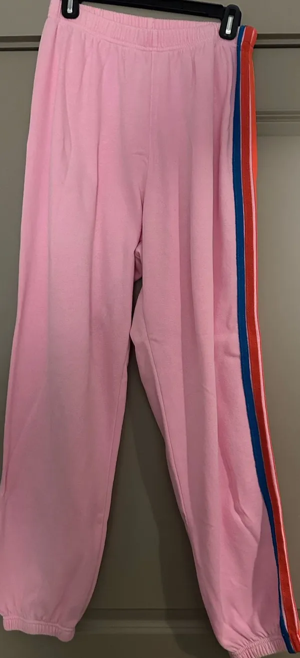 Aviator Nation Sweatpants 5 Stripe Neon Pink - Image 2