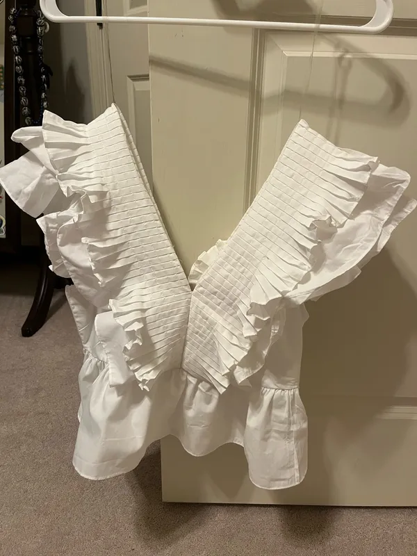 Cousin Couture White V Neck Ruffle top - Image 2
