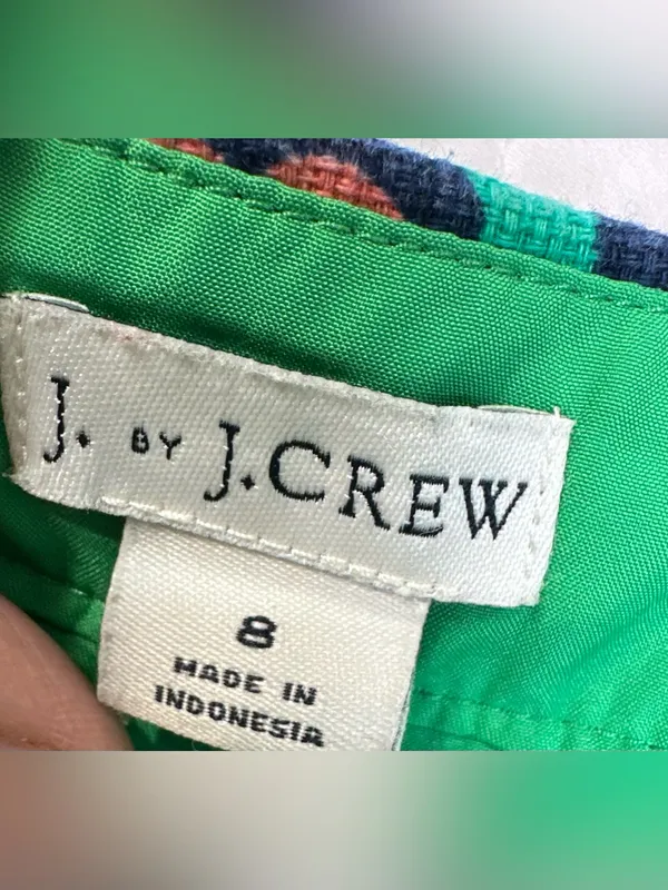 J. by J.Crew Women's A Line Skirt Green Floral Pencil Size 8 Lined 100% Cotton - Image 7