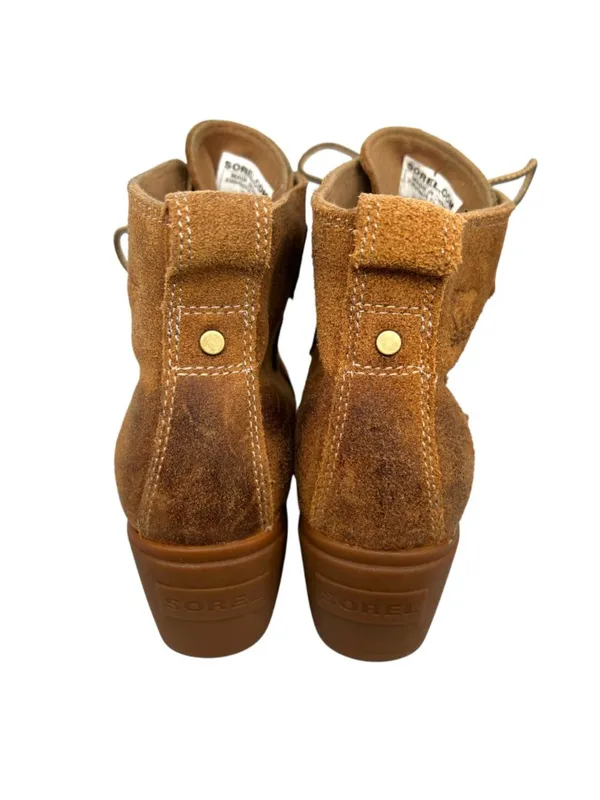 Sorel Toronto Lace-Up Wedge Ankle Boots Waterproof Camel Brown Size 6 - Image 6