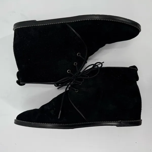 Stuart Weitzman Rove Boots Size 7.5 Black Suede Ankle Lace Up Leather Luxury - Image 8