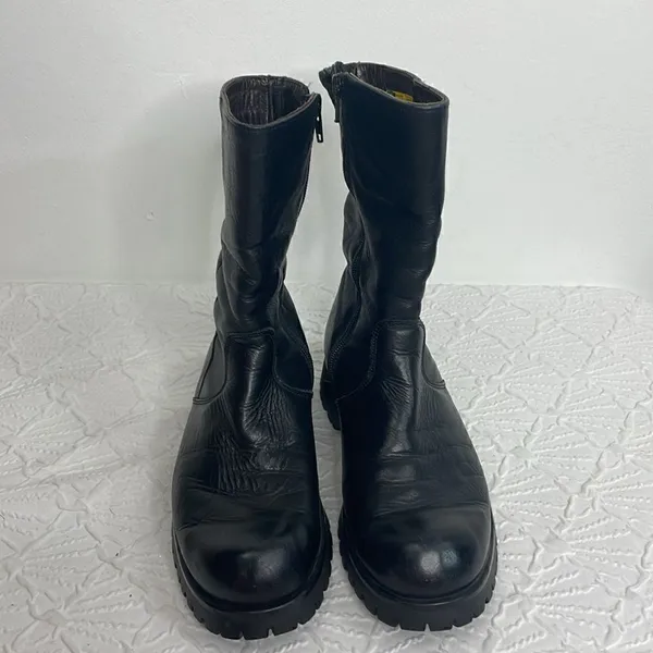 Havana Joe Mid Calf Leather Zipper Black Booties size 37 - Image 3