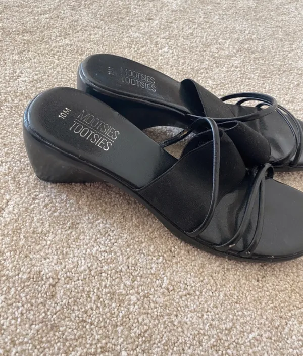 Italian Shoemakers Black Kitten Block Strappy Slide On 10 - Image 4