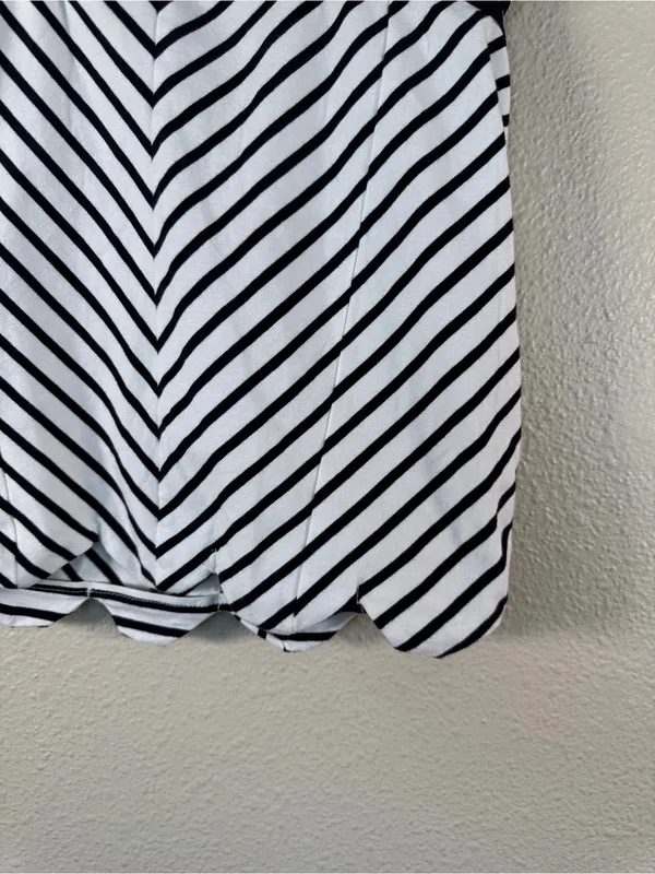 Maeve Anthropologie Black White Striped Scalloped Crop Blouse Womens S Summer - Image 10