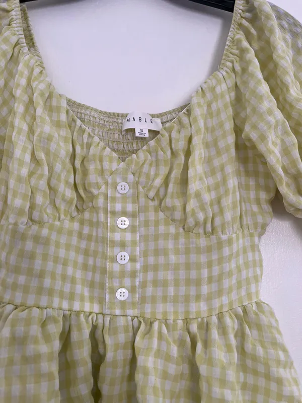 Mable Gingham Plaid Ruffled Romper - Image 3