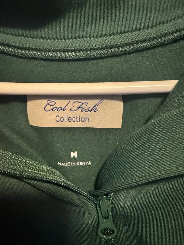 Cool Fish collection men’s green long sleeve quarter zip shirt medium - Image 3