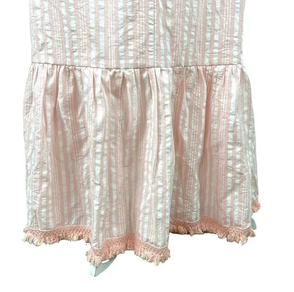 Aqua Pink Striped Maxi Sleeveless Spaghetti Straps Long Dress 100% Cotton Small - Image 7