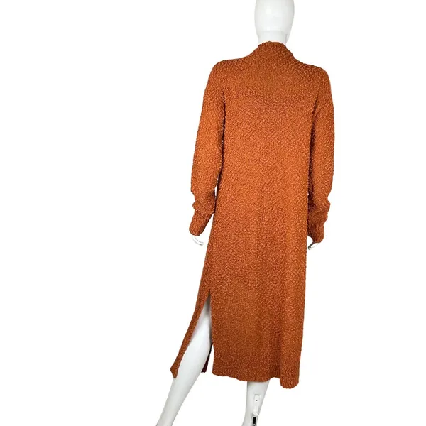 Andree by Unit Rust Orange Textured Long‎ Open Front Cardigan Sweater Size M - Image 11
