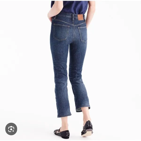 J. Crew Blue Whiskered Cutoff Hem 9 Inch Billie Demi Boot Crop Jeans Size 27 - Image 2