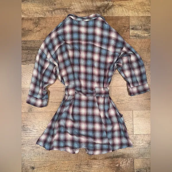 Free People Viscose Blend Before I Let Go Plaid Romper in Blue & Brown Tie Wasit - Image 13