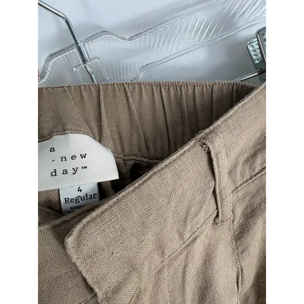 A New Day Flowy Pant Linen Blend Brown Pant Size 4 - Image 2