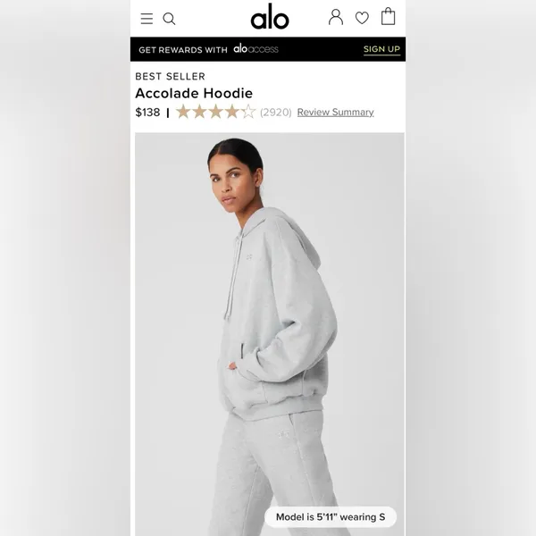 NWT Alo Yoga Accolade Hoodie Athletic Heather Grey Size S - Image 11