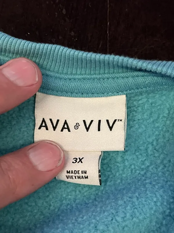 Ava & Viv Sweatshirt Womens 3X Blue Heart Embroidered Fleece Raglan Pullover - Image 7