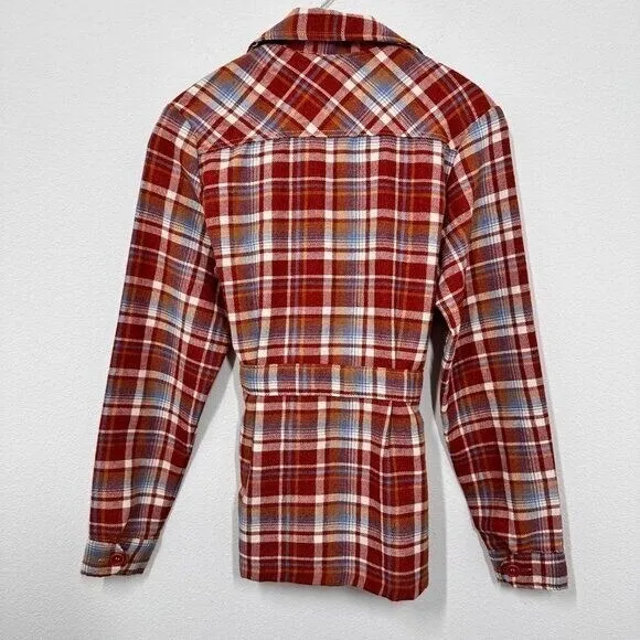 Vintage Wrangler Women's Plaid Flannel Belted Shacket Jacket Western Retro Rodeo - Image 2