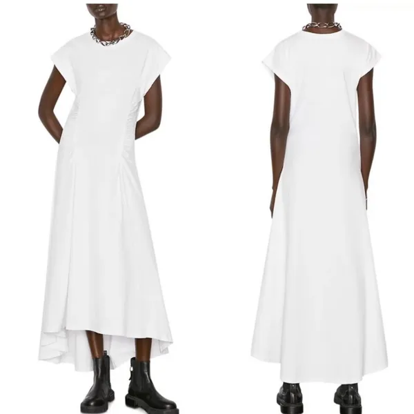 Frame Fitted Flare Cotton Midi Dress Size XS Tshirt Dress Cinched Waist - Image 2