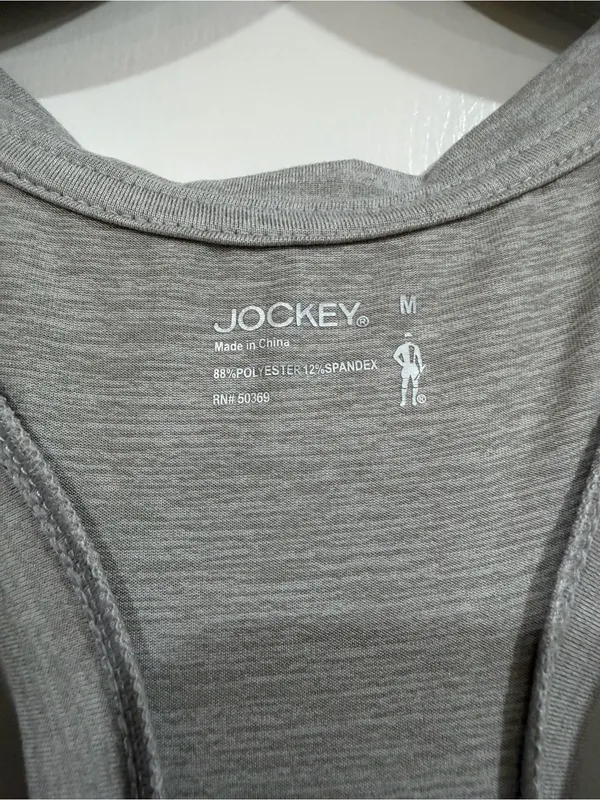 Jockey Light Gray Racerback Tank Top Size M - Image 2